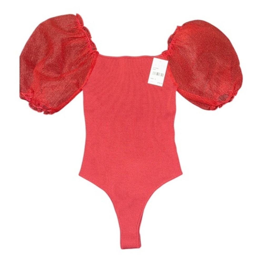 ASTR The Label Puff Sleeve Bodysuit Wine Red Knit Party Valentine’s Date Night S